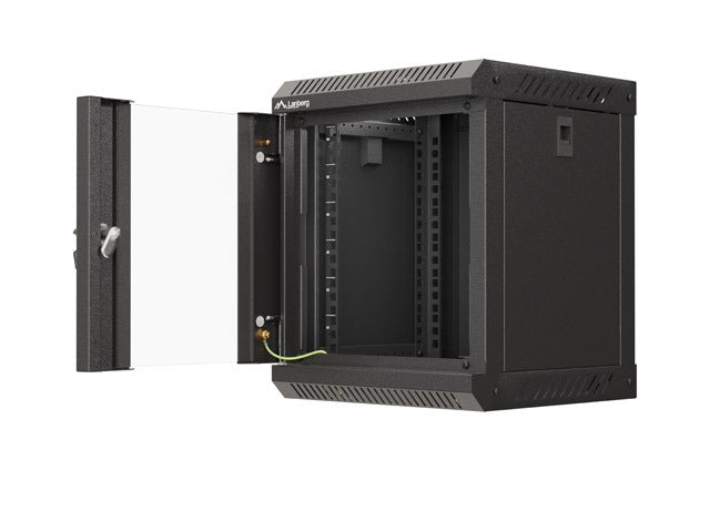 Lanberg rack cabinet 10" wall-mount 6U/300x300 (flat pack) with glass door black