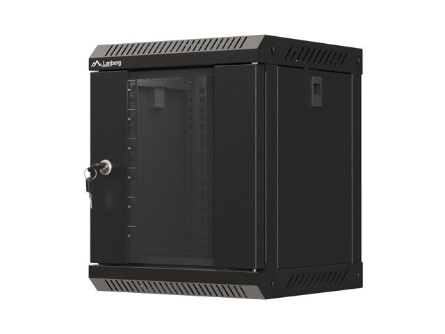 Lanberg rack cabinet 10" wall-mount 6U/300x300 (flat pack) with glass door black
