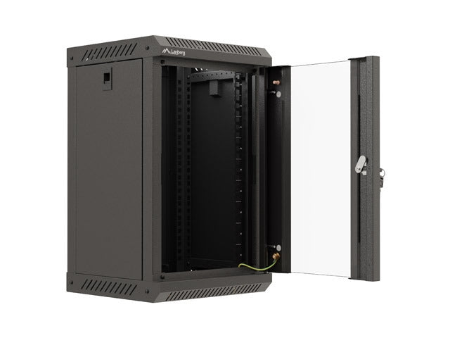 Lanberg rack cabinet 10" wall-mount 9U/300x300 (flat pack) with glass door black