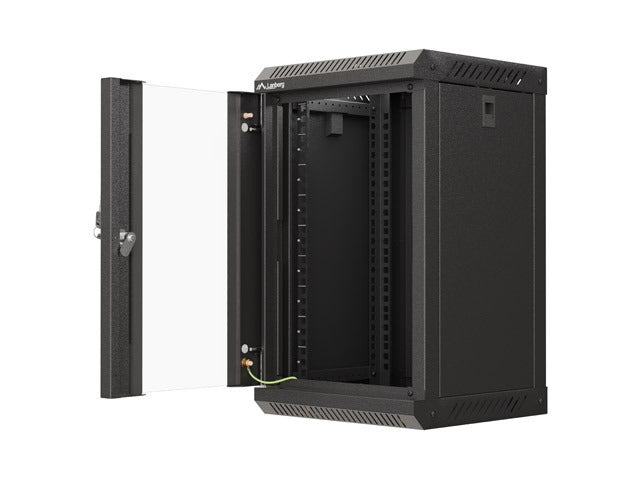 Lanberg rack cabinet 10" wall-mount 9U/300x300 (flat pack) with glass door black