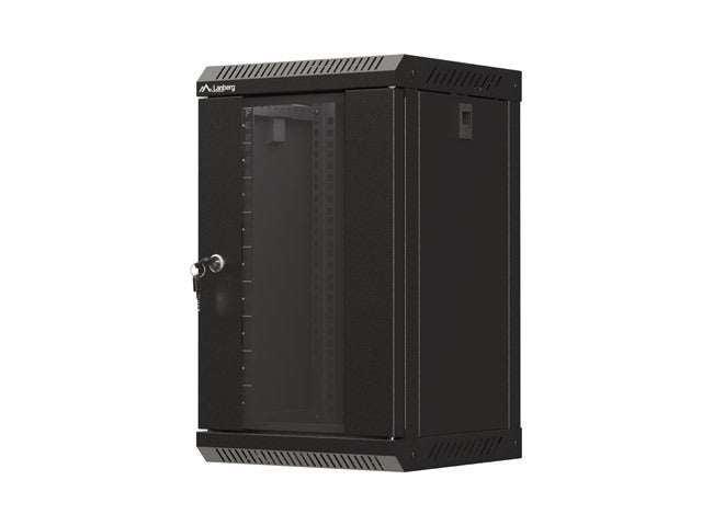 Lanberg rack cabinet 10" wall-mount 9U/300x300 (flat pack) with glass door black