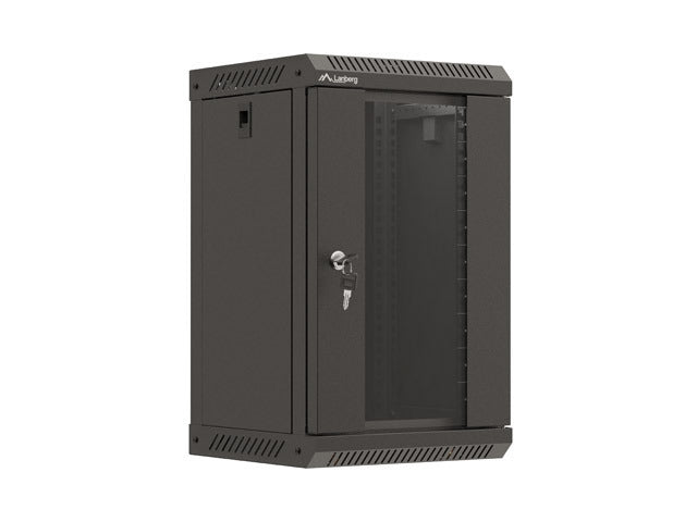Lanberg rack cabinet 10" wall-mount 9U/300x300 (flat pack) with glass door black
