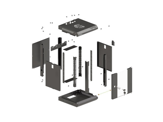 Lanberg rack cabinet 10" wall-mount 9U/300x300 (flat pack) with glass door black