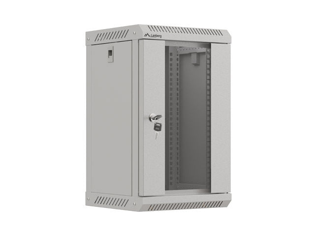 Lanberg rack cabinet 10" wall-mount 9U/300x300 (flat pack) with glass door grey