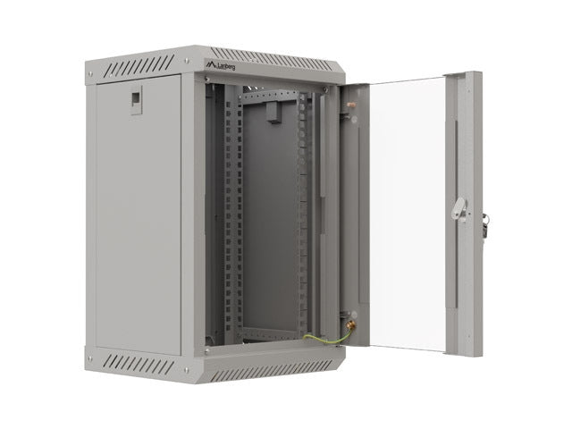 Lanberg rack cabinet 10" wall-mount 9U/300x300 (flat pack) with glass door grey