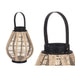 Lantern Gift Decor Black Beige Wood Cloth Glass Lantern 25 x 30 x 25 cm With handle (2 Units) - Декорация и
