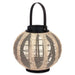 Lantern Gift Decor Black Beige Wood Cloth Glass Lantern 30 x 30 x 30 cm With handle (2 Units) - Декорация и