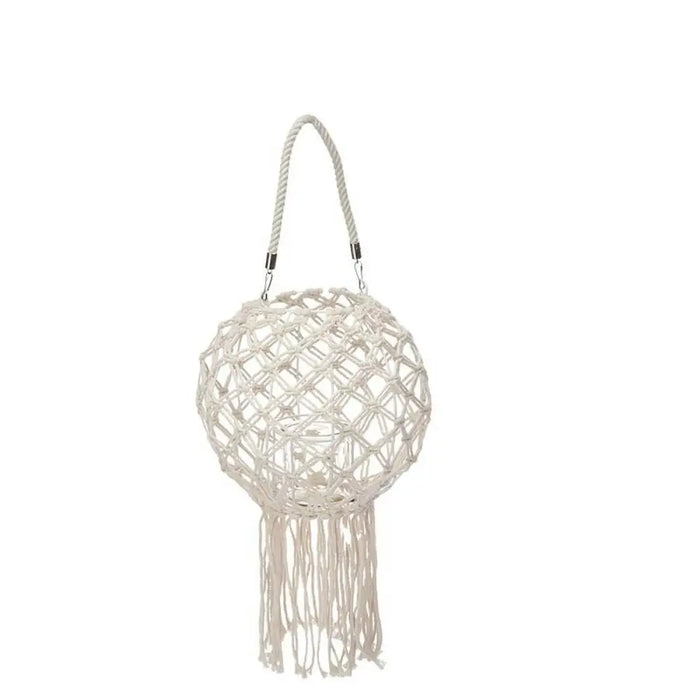 Lantern Gift Decor White Cotton Crystal Macrame 26 x 66 x 26 cm (4 Units) - Декорация и Осветление<<<Дом