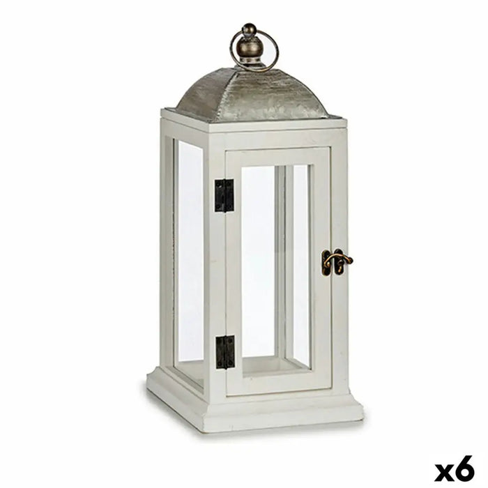 Lantern Gift Decor White Silver Wood Metal 18 x 43 x 18 cm (6 Units) - Декорация и Осветление<<<Дом