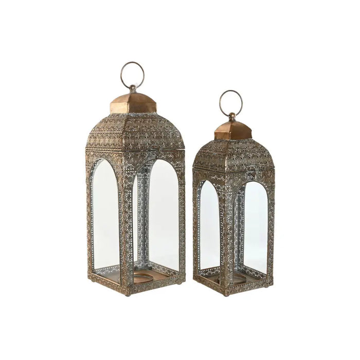 Lantern Home ESPRIT Golden Metal Crystal Arab Stripped 20 X 20 X 56 cm (2 Pieces) - Декорация и Осветление<<<Дом