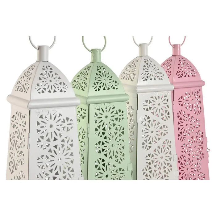 Lantern Home ESPRIT White Green Pink Metal Aluminium Shabby Chic 13 x 13 x 43 cm (4 Units) - Декорация и