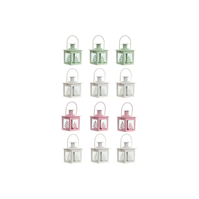 Lantern set Home ESPRIT White Green Pink Crystal Iron Shabby Chic 7 x 7 x 10 cm (3 Pieces) (4 Units) - Декорация и