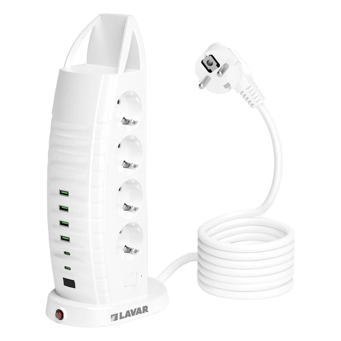 SPLITTER 8 SOCKETS WITH 4 USB-A AND 2 USB-C WHITE LAVAR DUBAl DB820