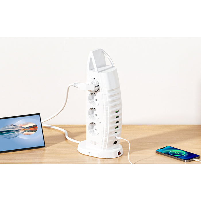 SPLITTER 8 SOCKETS WITH 4 USB-A AND 2 USB-C WHITE LAVAR DUBAl DB820