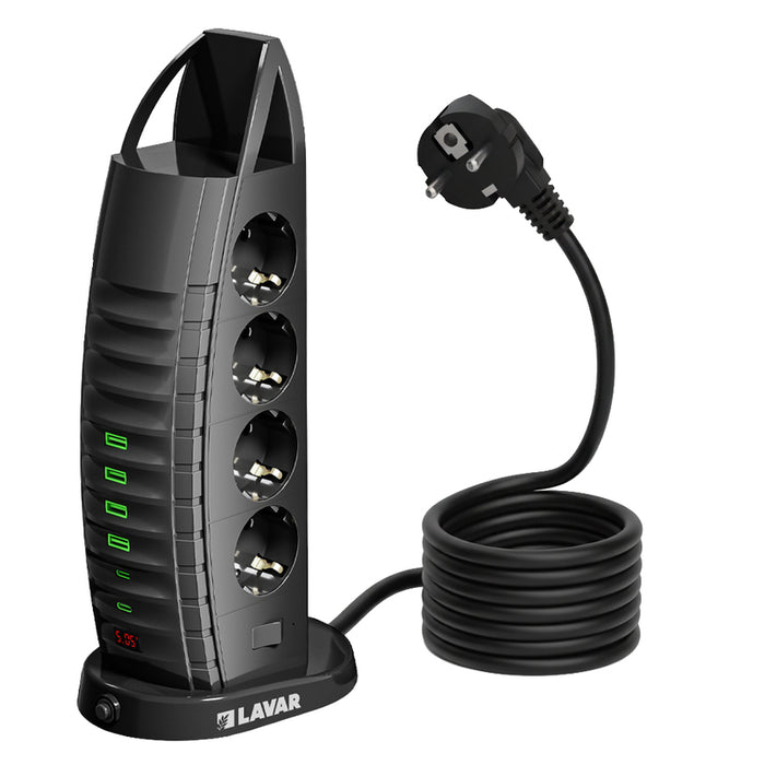 8-OUTLET POWER SUPPLY WITH 4 USB-A AND 2 USB-C BLACK LAVAR DUBAI