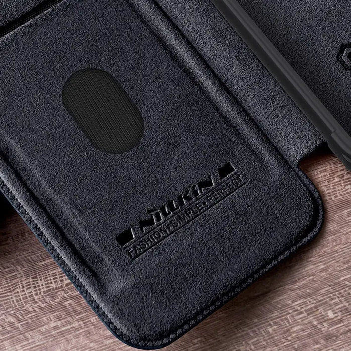 Leather Case with Camera Cover for iPhone 15 Pro Max Nillkin Qin Pro Leather - Black - Cell phone cases