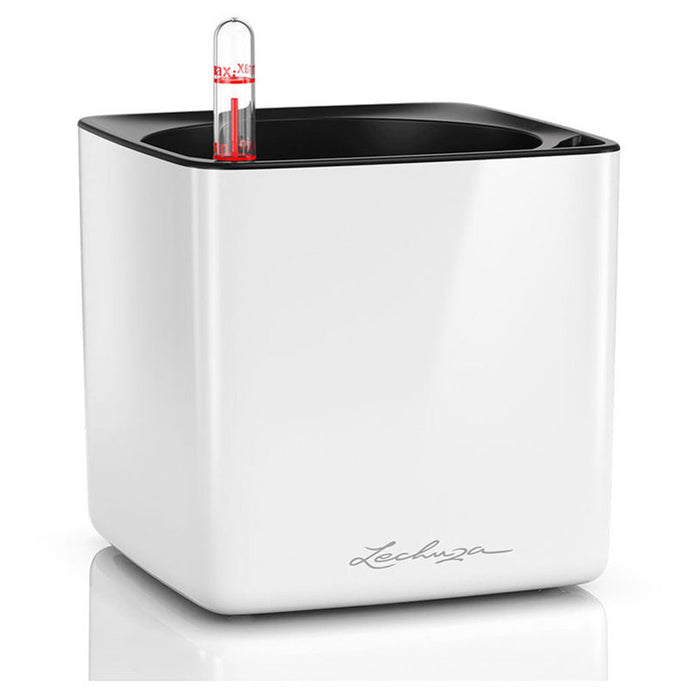 POT 14X14CM WITH IRRIGATION SYSTEM LECHUZA CUBE GLOSSY