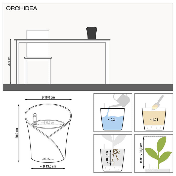 POT F18CM WITH IRRIGATION SYSTEM LECHUZA ORCHIDEA