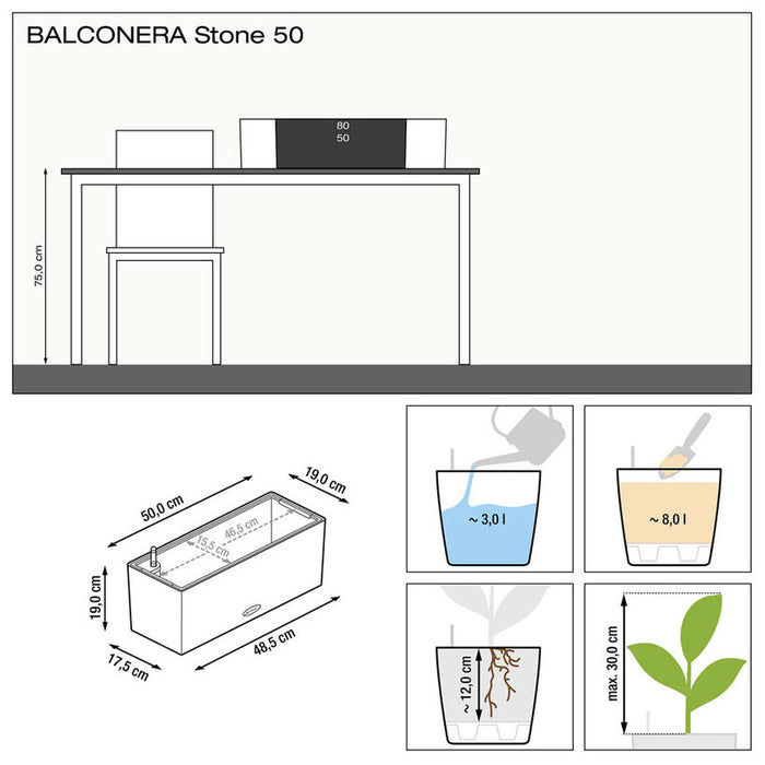 BALCONY 50CM LECHUZA STONE