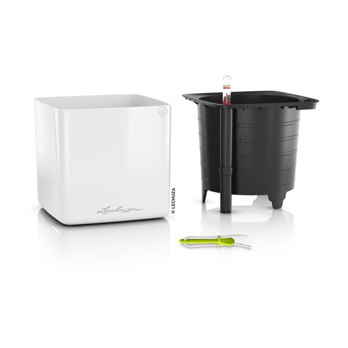 POT 17X17CM WITH IRRIGATION SYSTEM LECHUZA CUBE GLOSSY