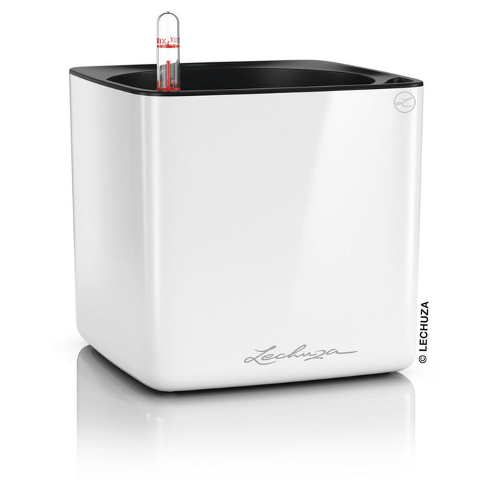 POT 17X17CM WITH IRRIGATION SYSTEM LECHUZA CUBE GLOSSY