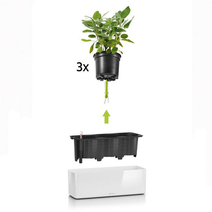 POT 40X14CM WITH IRRIGATION SYSTEM LECHUZA CUBE GLOSSY TRIPLE