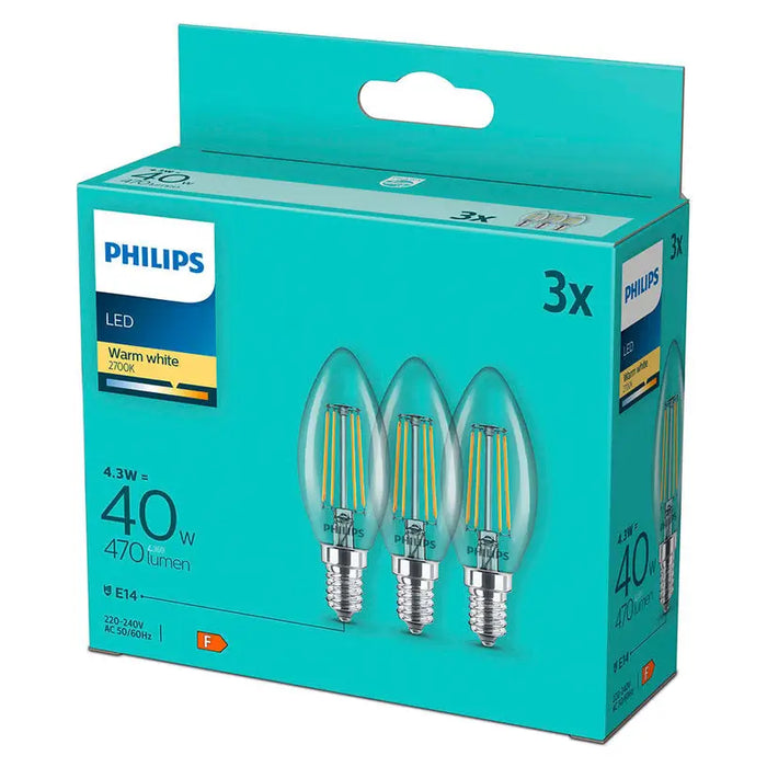LED BULB E14 4.3W 470LM 2700K 3 FILAMENT PHILIPS - Led крушки<<<Електрически крушки<<<Осветление<<<Praktiker