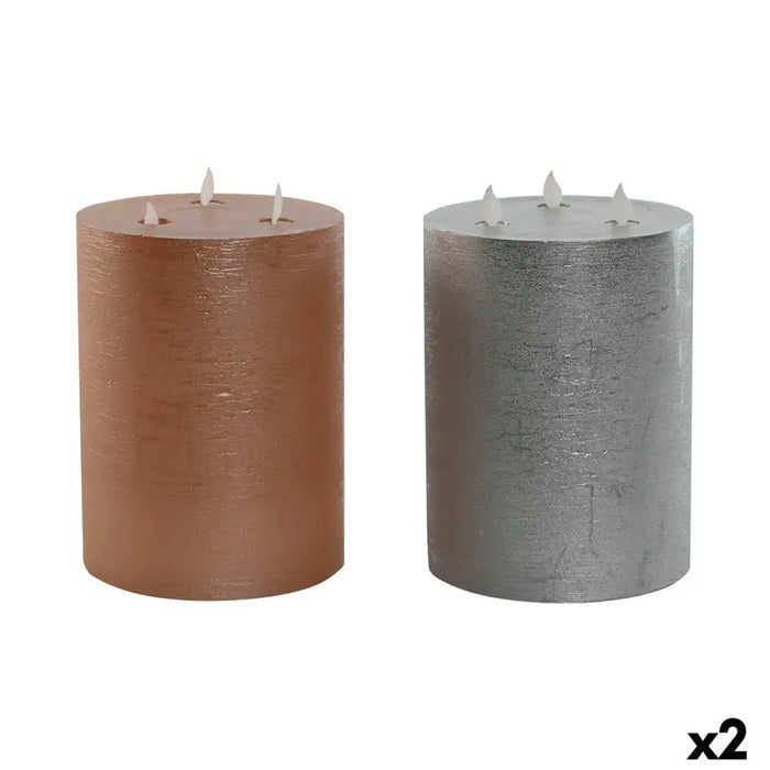 LED Candle DKD Home Decor Golden Silver 15 x 15 x 20 cm (AA) (2 Units) - Декорация и Осветление<<<Дом