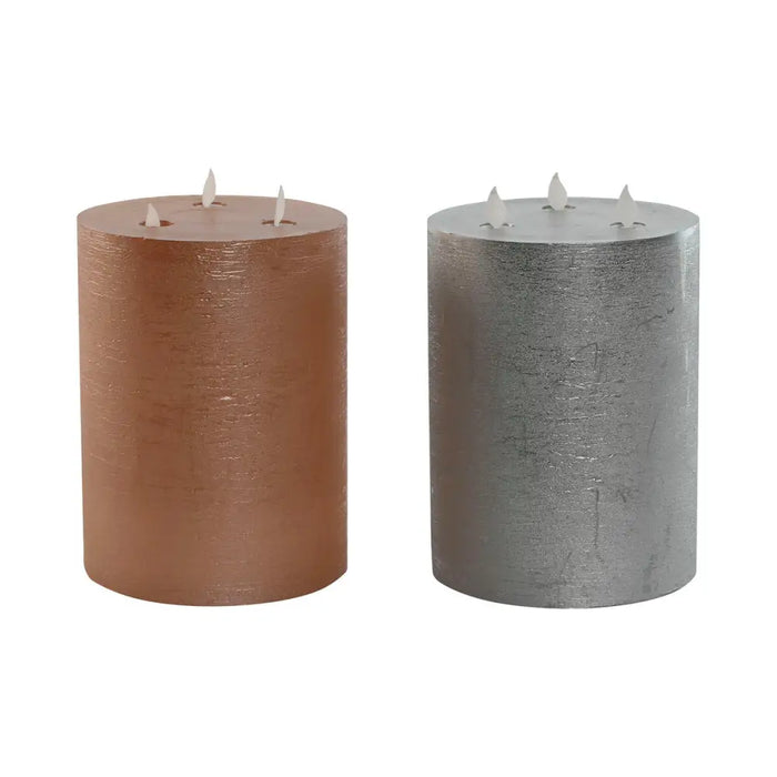 LED Candle DKD Home Decor Golden Silver 15 x 15 x 20 cm (AA) (2 Units) - Декорация и Осветление<<<Дом