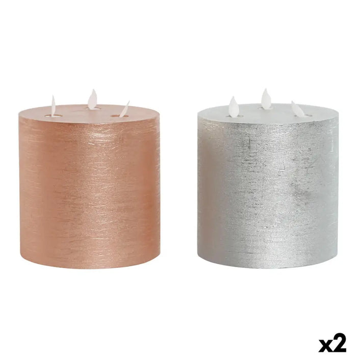 LED Candle DKD Home Decor Golden Silver 15 x 15 x 15 cm (AA) (2 Units) - Декорация и Осветление<<<Дом