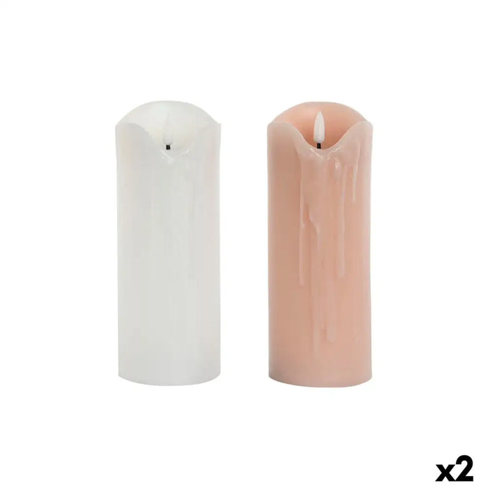LED Candle DKD Home Decor White Light Pink 7.5 x 7.5 x 20 cm 7,5 x 7,5 x 20 cm (AA) (2 Units) - LED
