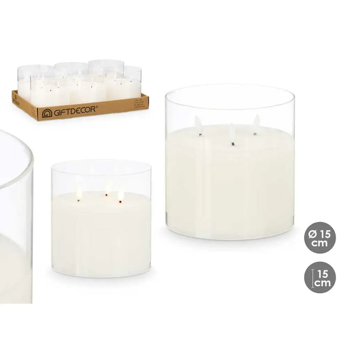LED Candle Gift Decor White Transparent 15 x 15 x 15 cm (AA) (6 Units) - LED Осветление<<<Декорация и Осветление<<<Дом