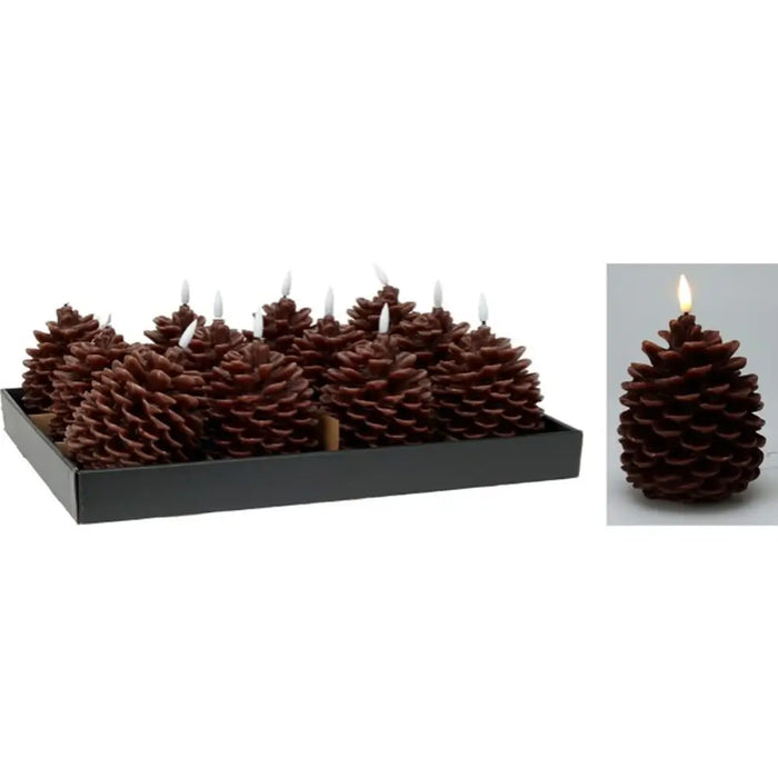 LED Candle Lifetime Brown Pine cone 13 cm Flame effect - Декорация и Осветление<<<Дом Градина<<<BigBuy&&&Коледни