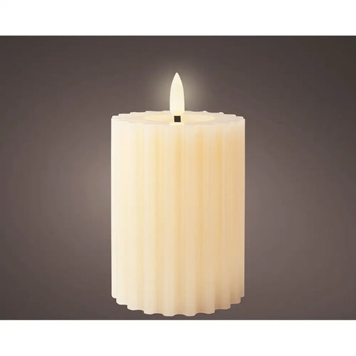LED Candle Lumineo Beige Ø 7,5 x 12,3 cm With relief (AAA) - Декорация и Осветление<<<Дом Градина<<<BigBuy&&&LED