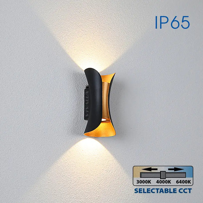 LED FACADE FIXTURE 10W 3000-6400K IP65 BLACK/GOLD VIVALUX BOSTON - Фасадни тела<<<Външно