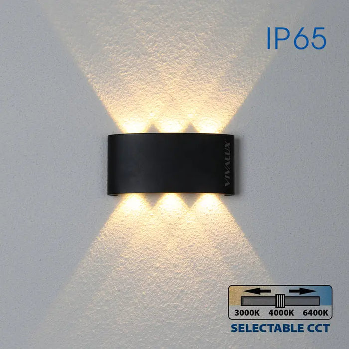 LED FACADE FIXTURE 6W 3000-6400K IP65 BLACK VIVALUX ARUBA - Фасадни тела<<<Външно