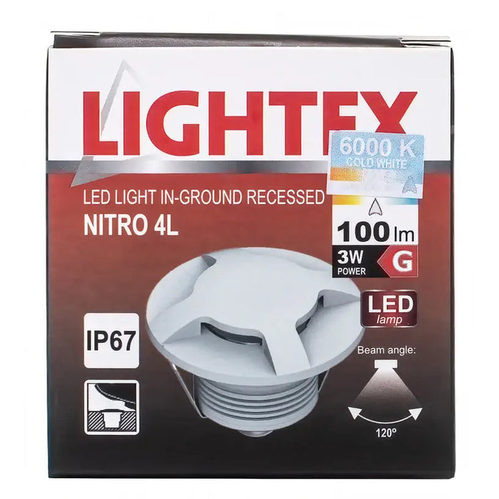 LED FIXTURE FOR BUILDING IN THE GROUND 24V 3W 6000K IP67 Ф60 SILVER LIGHTEX NITRO 3L - Градинско осветление<<<Градинско