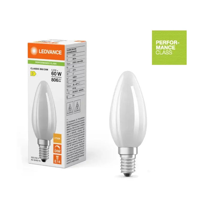 LED LAMP DIM CL B GL FR 60 5.5W/827 E14 LEDVANCE - Диодни лампи за бита<<<Източници на светлина<<<AmperelB2B