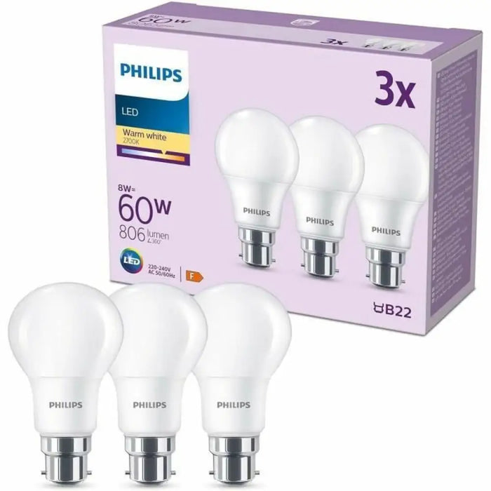 LED lamp Philips 60 W Matt Soft green F 8 W 60 W B22 3 Units (2700 K) - Декорация и Осветление<<<Дом