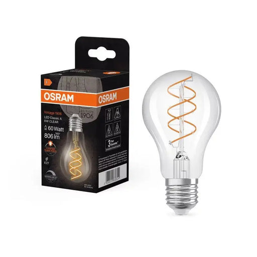 LED LAMP VINTAGE 1906 CLA60 CLEAR DIM 8W/922 E27 LEDVANCE - Диодни лампи за бита<<<Източници на светлина<<<AmperelB2B