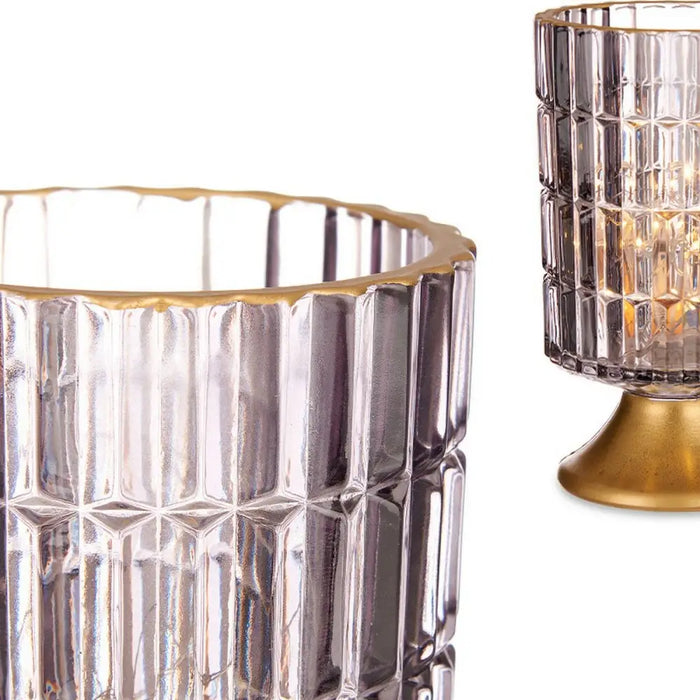 LED Lantern Gift Decor Grey Golden Metal Glass 10,7 x 18 x 10,7 cm - Декорация и Осветление<<<Дом