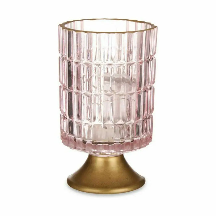 LED Lantern Gift Decor Pink Golden Glass 10,7 x 18 x 10,7 cm (6 Units) - Декорация и Осветление<<<Дом