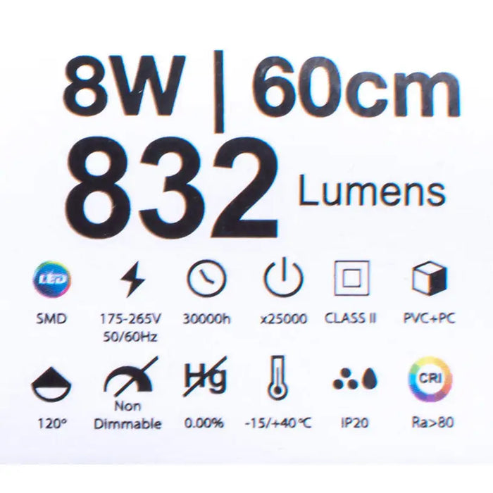 LED LINE FLUMINUM 8W 6000K 57CM WITH KEY AND CABLE WITH PLUG VITO LEDLINE-P - Линейни осветителни тела<<<Външно
