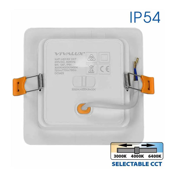 LED MOON 9W 3000K-4000K-6400K IP54 SQUARE FOR BUILT-IN VIVALUX KAPI - Луни<<<Вътрешно