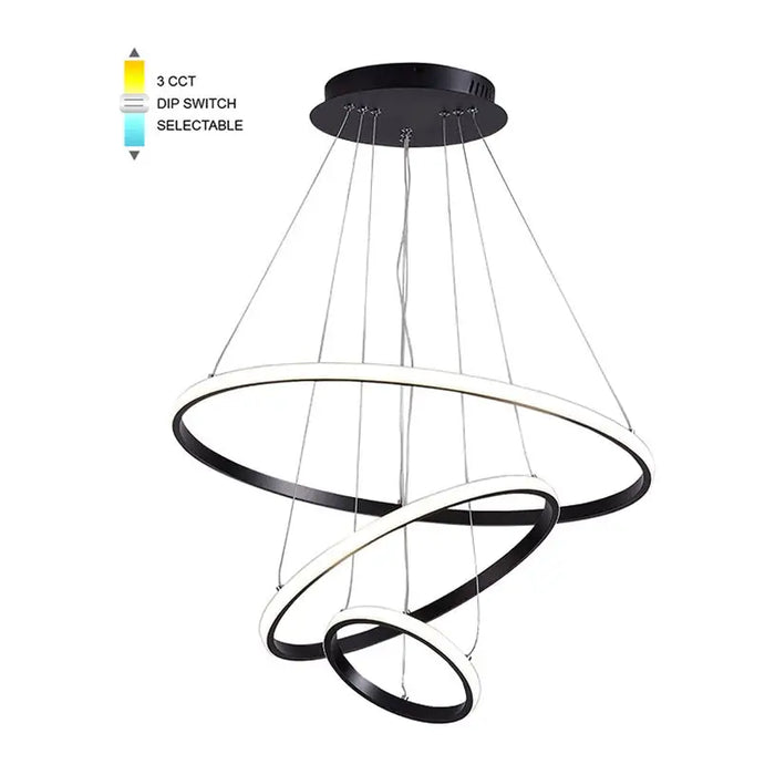 LED PENDANT 3 RINGS 56W 3000-4000-6000K BLACK VITO - Пендели<<<Вътрешно