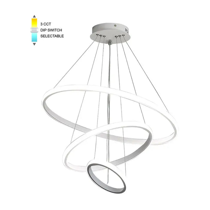 LED PENDANT 3 RINGS 56W 3000-4000-6000K WHITE VITO - Пендели<<<Вътрешно