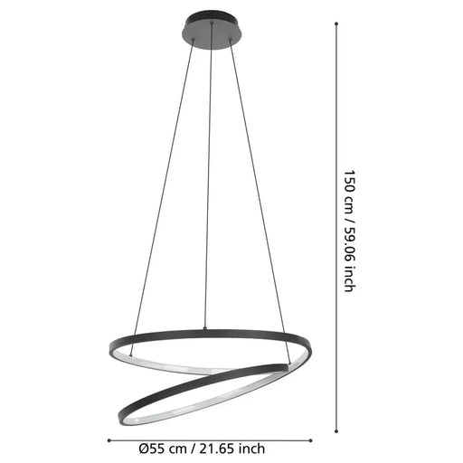 LED PENDANT 37W 3000K 4800LM BLACK EGLO RUOTALE - Пендели<<<Вътрешно