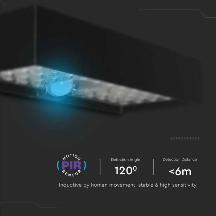 LED SOLAR FACADE FIXTURE WITH SENSOR 6W 4000K IP65 BLACK V-TAC - Соларни лампи<<<Външно