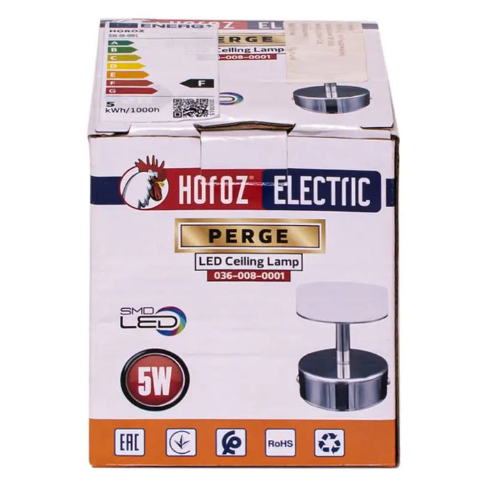 LED SPOT 1X5W 4000K CHROME HOROZ PERGE - Спотове<<<Вътрешно осветление<<<Мебели и