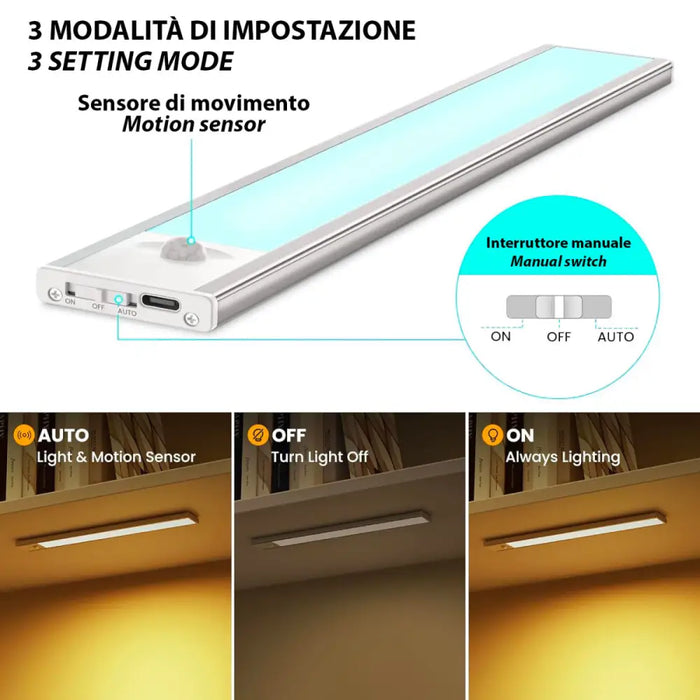 LED Strip Light Velamp LACTEA Aluminium Plastic 2 W 40 cm White Rechargeable (3000K) (4000 K) (6500 K) - Декорация и